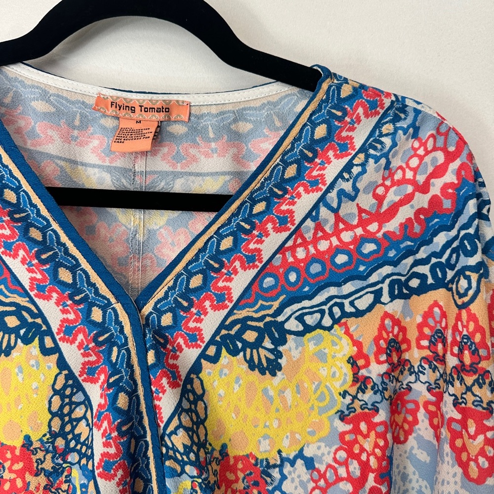 Flying Tomato Multicolor Patterned V-Neck Blouse - image 2